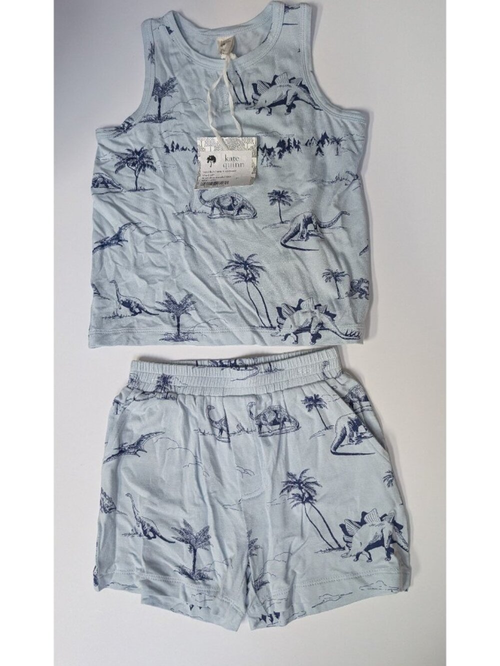 Kate Quinn Bamboo Dinosaur Landscape Tank Top Relaxed Shorts Set 3T